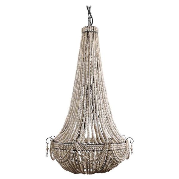 

chandeliers customized large chandelier for el lobby villa wooden beaded big dia115 h180cm pure white beads 6 meters chain