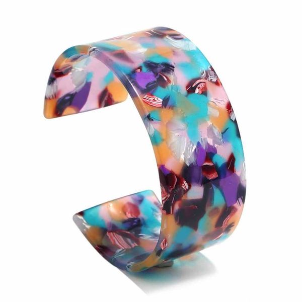 

acrylic open bracelet fashion women acetate tortoise shell pattern charm bracelet big wide cuff bangle bracelet men bangle gift q0719, Black