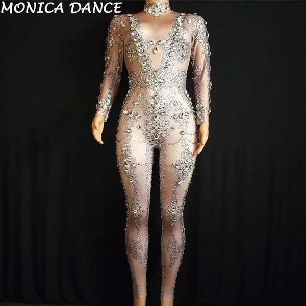

women's jumpsuits & rompers women stage gogo costumes glass sparkling crystals bodysuit nightclub wedding birthday party singer dancer, Black;white