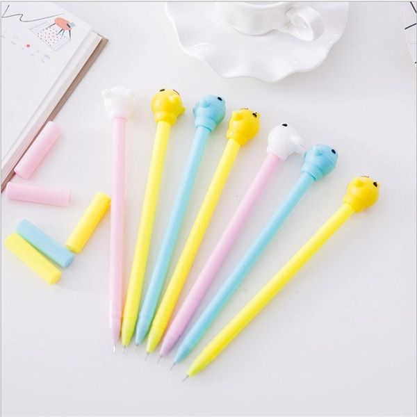 

gel pens coloffice korean cartoon cute animal head 0.38mm full needle pen black student office supplies stationery 17.5cm 1piece