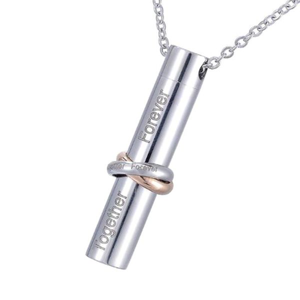 

pendant necklaces together forever urn necklace stainless steel pets family cremation keepsake for women men jewelry, Silver