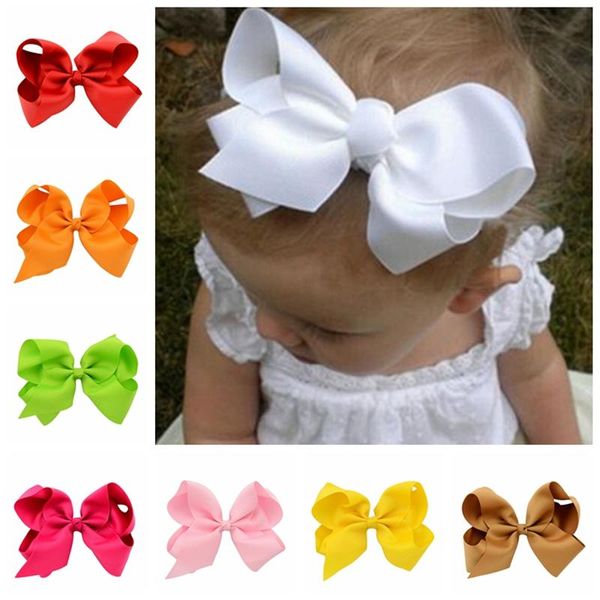 

6 inch baby ribbon bow barrettes hairpin clips girl large bowknot with clipper kids hair clip boutique children hair accessories  colors, Slivery;white