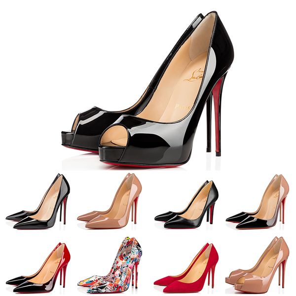 

louboutin christian red bottoms designer shoes cl high heels 8  12cm brown so kate womens ladies dress part wedding genuine leather point, Black