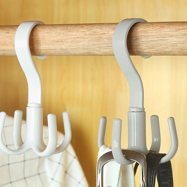 

hangers & racks 360 degrees rotate hook four-claw coat household wall pannier bag tie rack punch-scarf storage
