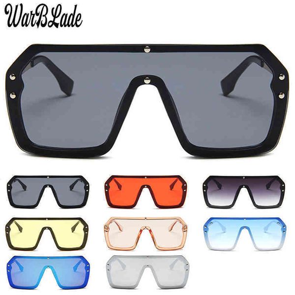 

WarBLade 2019 Fashion Vintage Large square sunglasses Men One Piece Objective Large frame sunglasses For women UV400 Silver mirrors Glasses wholesale, White;black