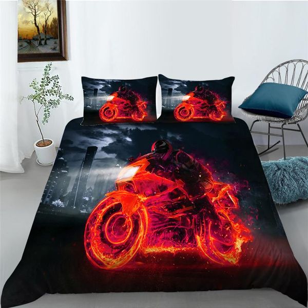 

bedding sets motorcycle 3d set luxury duvet cover boys girls polyester bedclothes  king full double single size decoration