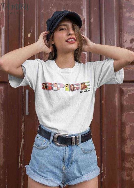 

arrival vintage spice girls t shirt summer plus size graphic tour concert ladies women baggy tee, White
