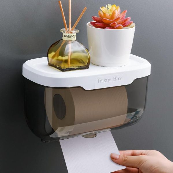 

toilet paper holders bathroom tissue box waterproof non-perforated pumping towel rack creative roll