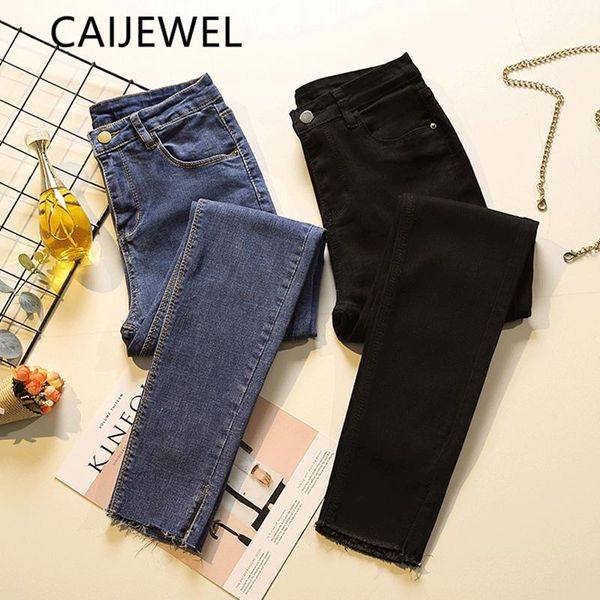 

women's jeans plus size high waist elastic force denim skinny pants femme vintage straight trouser casual mom, Blue