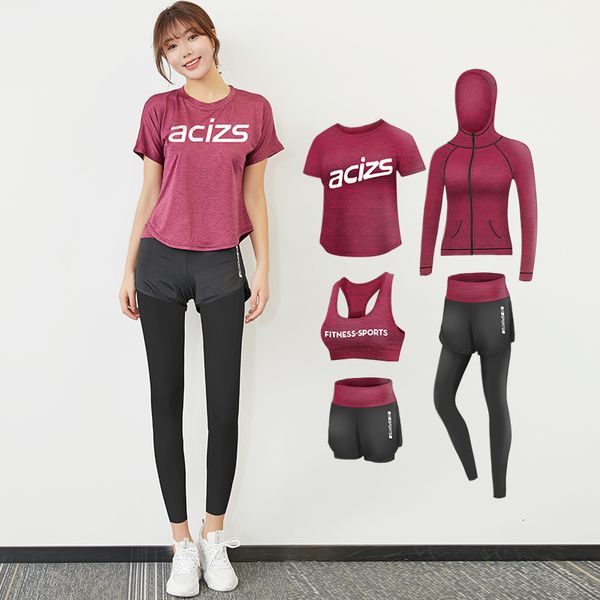 

high 2021 solid tail gym fitness sports clothing joggers women's workout running sport pack 5-piece training suitcake, Gray