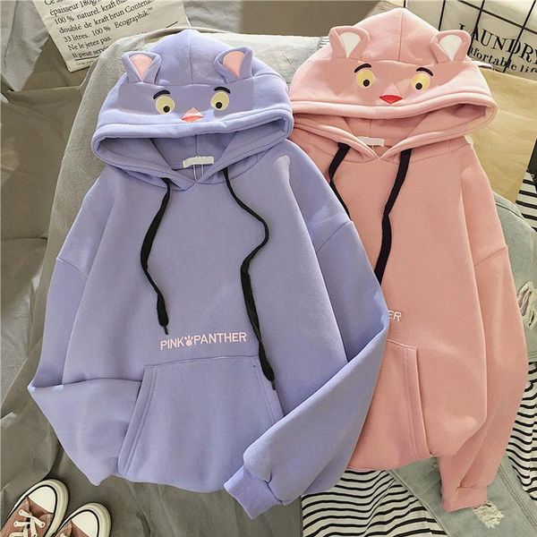 

women's hoodies & sweatshirts ears cute woman hooded female hoody spring autumn long sleeve pullover, Black