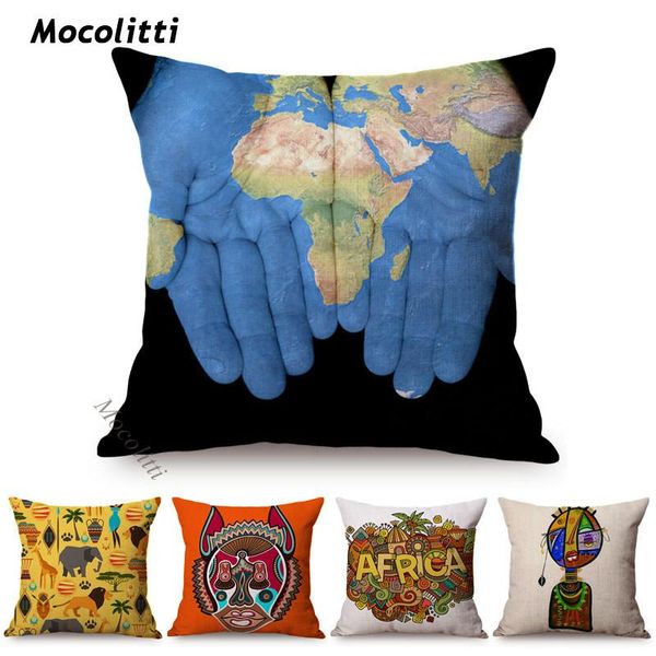 

cushion/decorative pillow cartoon design africa map ukrainian traditional tribal culture art chair throw cover exotic decoration sofa cushio