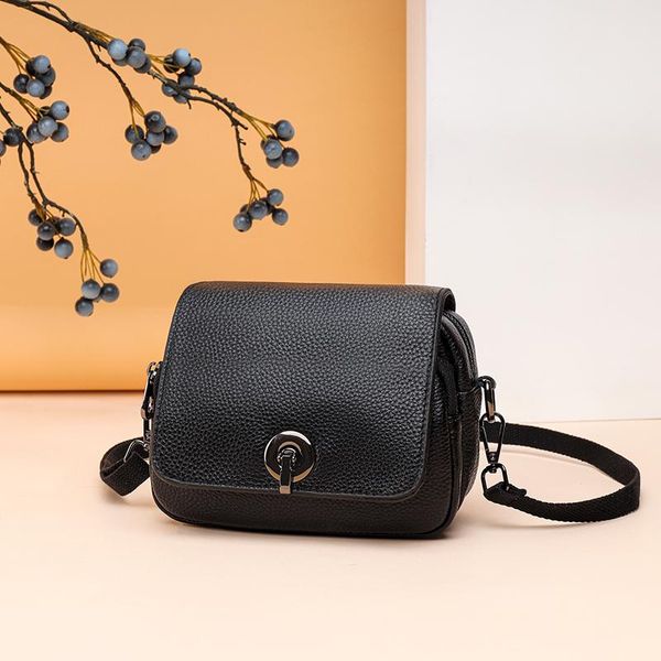 

evening bags 100% cowhidedesigner leather women bag ladies shoulder messenger handbag letter flap simple fashion females crossbody