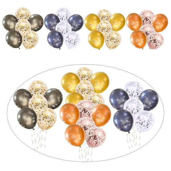 

party decoration 6 pcs 12 inch metallic latex balloons sequins christmas decor golden