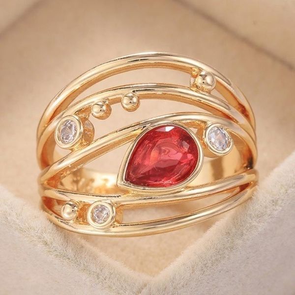 

wedding rings caoshi gorgeous gold color for women fashion hollow out design finger accessories valentines gift, Slivery;golden