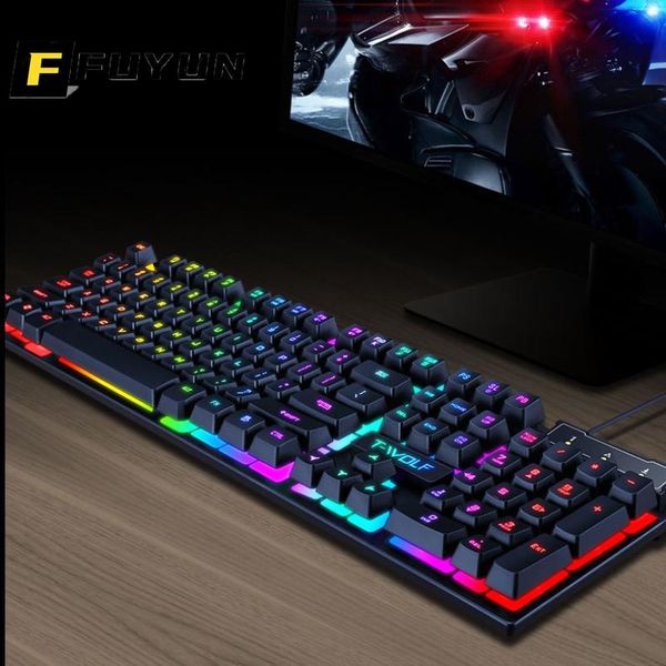 

keyboards fuyun lappc backlight for computer e-sport wired keypad gaming keyboard 104 mix backlit gamer n217