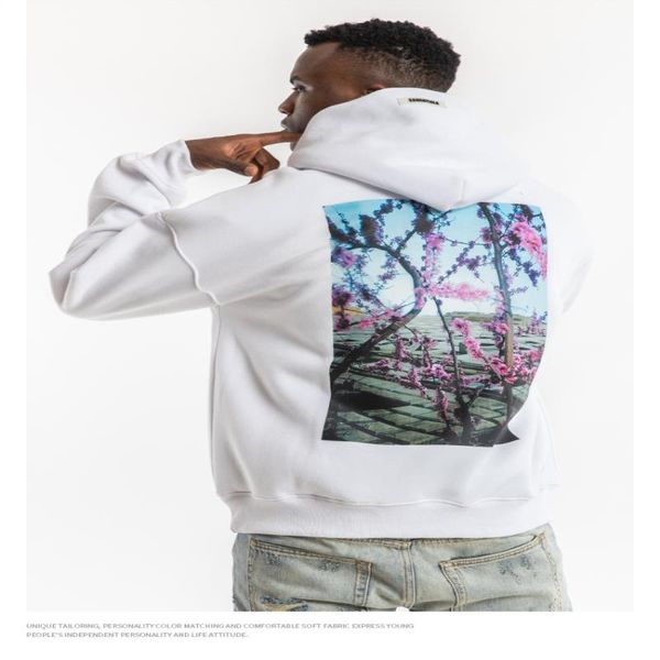 

hoodies male flower coat letter sweatshirt streetwear fashion warm pocket pullover hoodie hooded print owlcu, Black