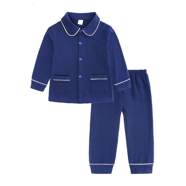 

2021 new fashion solid color children pajama set spring pyjamas kids clothes cotton long sleeve sleepwear+pant baby pajamas 1-6 year ibla, Blue;red