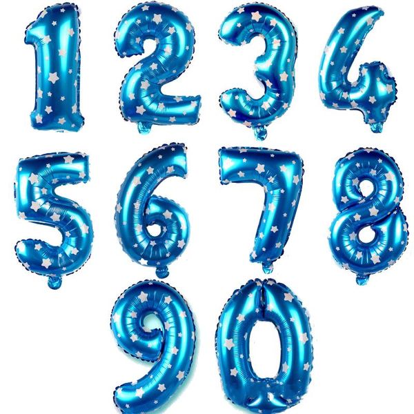 

number 0-9 foil balloons 30inch blue balls for birthday wedding party baby shower decorations home decor supplies