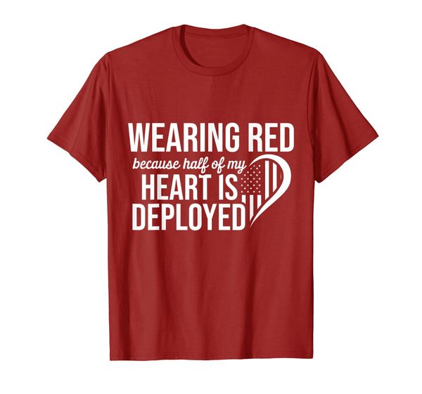 

red fridays military half heart support deployed us troops t-shirt, White;black