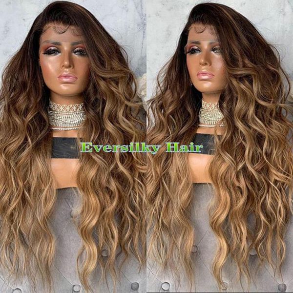 

lace wigs 200 density ombre honey blonde loose body wave human hair 360 front bleach knots pre plucked hairline, Black;brown