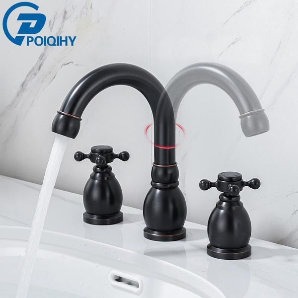 

bathroom sink faucets poiqihy oil rubbed bronze faucet mixer with two handles brass tap washbasin taps widespread 21