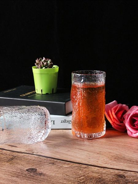 

wine glasses bark hammered clear glass cup whiskey crystal beer drinkware bar tool