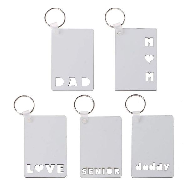 

2021 sublimation blank keychain pendant mdf double sided heat transfer keychains luggage decoration keyring diy birthday gift 75*50*3mm, Silver