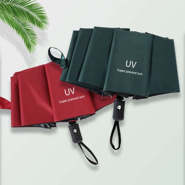 

automatic umbrella folding uv sunscreen black glue sunny rain dual purpose 10 bone three fold gift advertisement