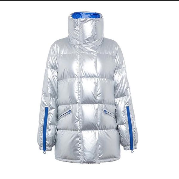 

women's trench coats winter coat women silver metal parka ladies fashion warm down jacket large size womens padded outerwear mujer, Tan;black