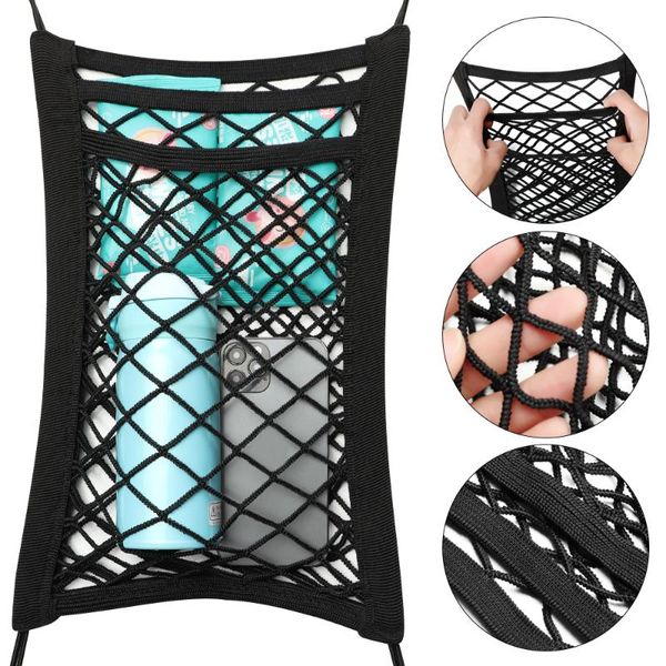 

car organizer 1pc 30*25cm universal seat back storage durable elastic mesh netting pouch holder auto interior accessories