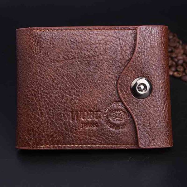 

quality pu leather black brown color folds magnetic buckle coin change pocket credit card holder purse wallet for men, Red;black