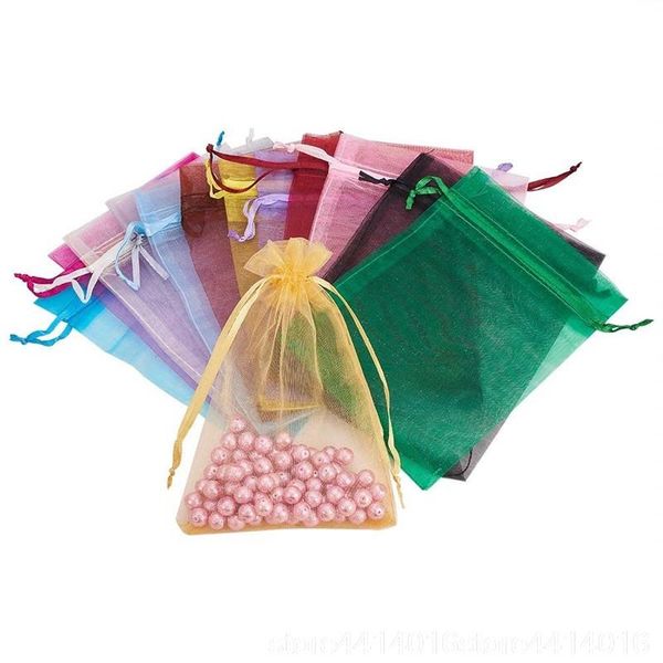 

gift wrap 100 pcs / 7x9 9x12 10x15 13x18cm color organza bag jewelry packaging wedding party decoration 88