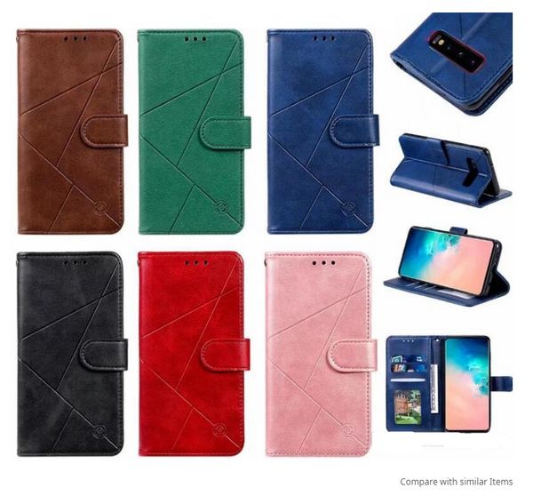 Custodie a portafoglio in pelle geometrica per Galaxy Note 10 S10 M20 A10S A20S A20E A80 A70 A50 A40 A10 A20 Triangolo Hybrid Holder ID Card Slot Cover