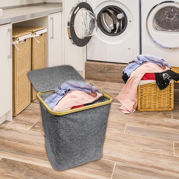 

laundry bags basket with lid foldable for bathroom tanding hamper large capacity storage home