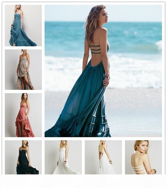 

summer beach dress bohemian holiday long backless dress women party hippie vestidos maxi dress m216, Black;gray
