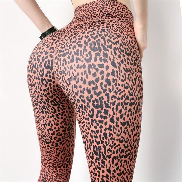 

yoga outfit leopard print high waist tight pants women elastic slim gym workout hip push up leggings female fitness clothing