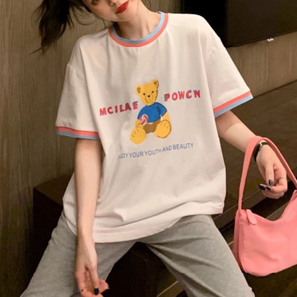 

high version 21ss e red same summer ew edd la kii mahie ras llar op wome's -shir shor sleee 07233, White