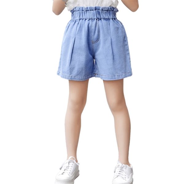 

girls jeans ruffles girl short child summer kids casual style children's clothing 6 8 10 12 14 210528, Blue