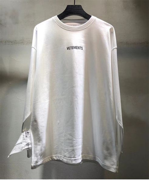 

2021 new long sleeve tee men women external wash label vetements t-shirts classic vtm t-shirt back embroidery 5uzz, White;black