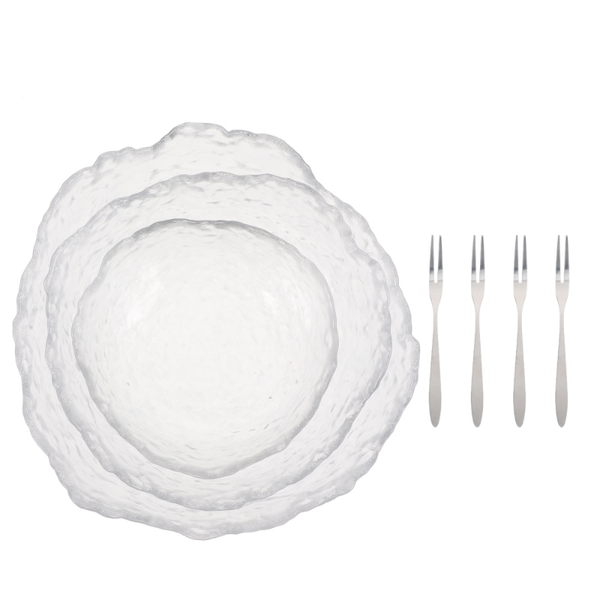 

bowls 3pcs glass salad bowl with 4 stainless steel forks dessert fruit tableware