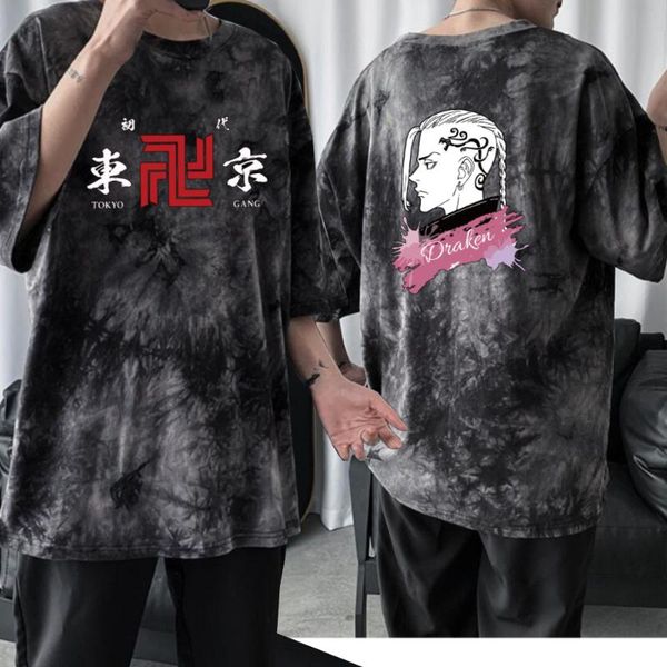 

men's t-shirts anime tokyo revengers tie dye t-shirt short sleeve o-neck, White;black