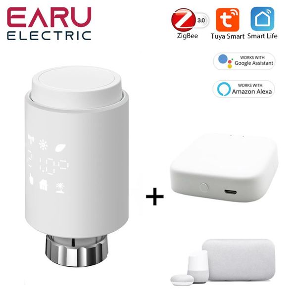 

smart home control tuya zigbee radiator actuator trv programmable thermostatic valve app remote temperature controller support alexa