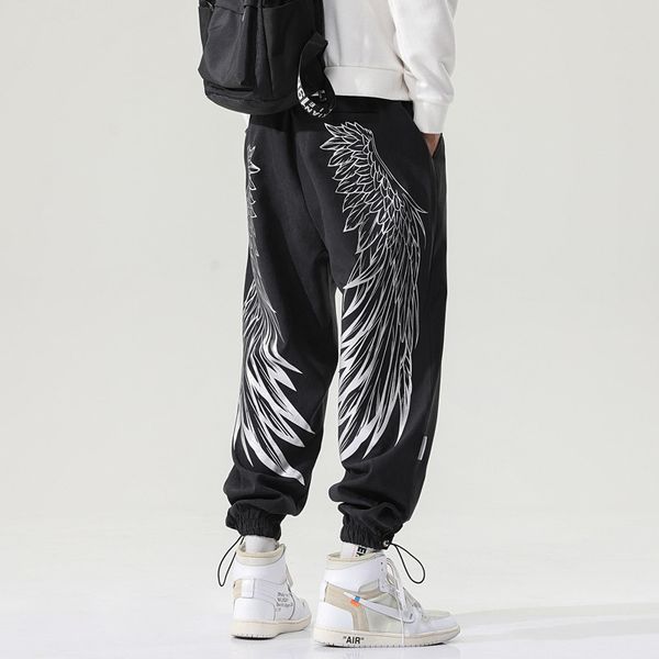 

2021 new men's sport joggers comfortable casual drawstring for men streetwear loose male trouser trendy sweatpants pants pnyx, Black