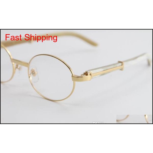 

2020 eyewear vintage eyeglasses white genuine natural horn optical classic pilots metal men 18k gold qyltsx bdetoys, Blue