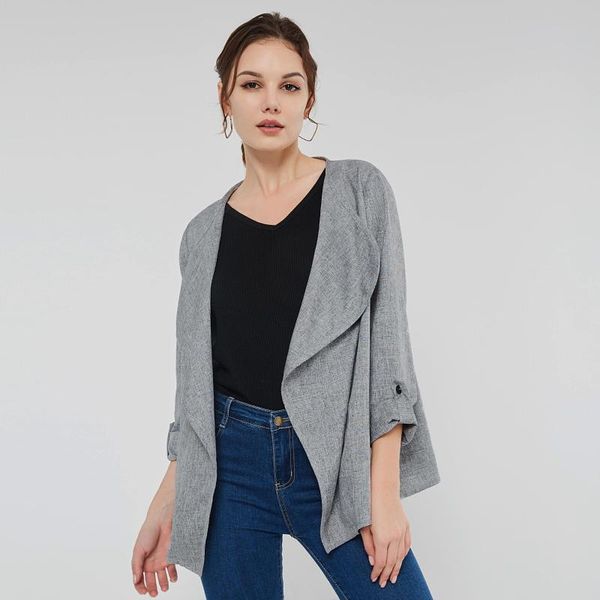 

women's trench coats women overcoats casual office lady simple fashion plus size loose lapel wrapped plain button female fall elegant g, Tan;black