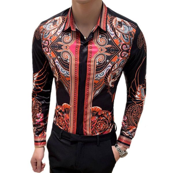 

men shirt 2021 new social club shirt luxury designer blue square stitching printed long-sleeved slim fashion men's, White;black