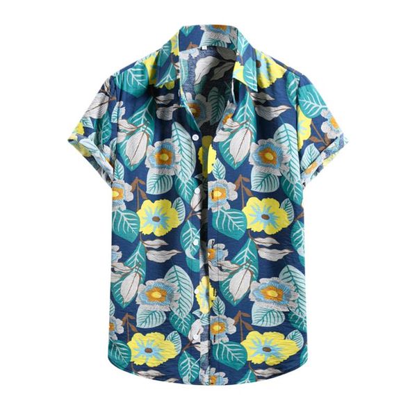 

men's casual shirts hawaiian shirt summer camisas beach floral print short sleeves single button blouse chemise homme ropa hombre, White;black