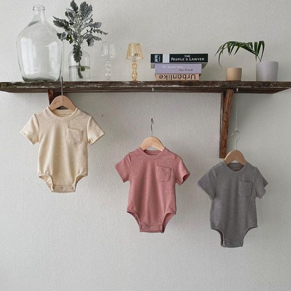 

clothing sets baby boys girls rompers korean fashion infant simple solid color one-pieces short sleeve toddler summer cotton, White