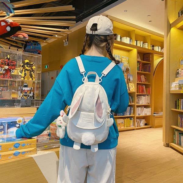 

bags backpack bag korean cute cartoon rabbit big ear schoolbag large capacity harajuku student leisure, Black;red